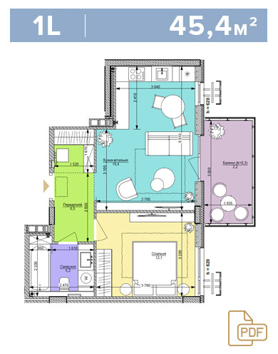 1L 45,4 м²